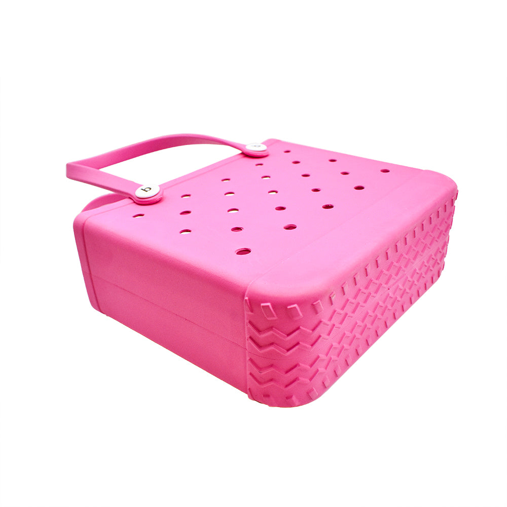 Sac imperméable, Grand organisateur en caoutchouc avec trous, élégant pour le hammam, la plage, la gym, le sport, le sable et lavable, accessoires de voyage portables - Rose